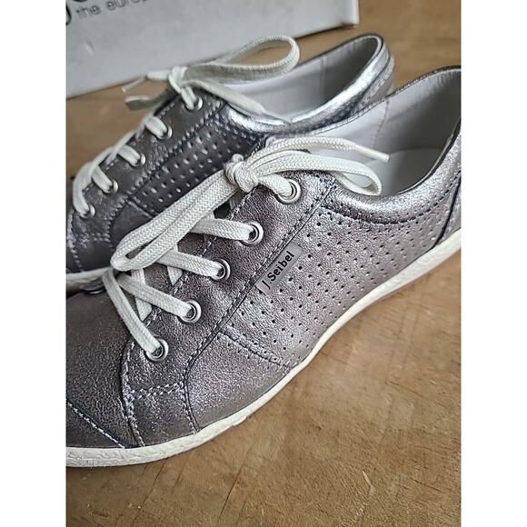Josef‎ Seibel Womens Caspian Leather Sneakers Shoes Platinum Metallic EU 36 NEW - Picture 3 of 9